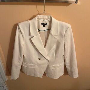 J.Crew white cotton blend double-breasted blazer